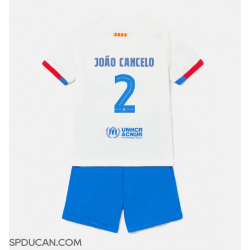 Dječji Nogometni Dres Barcelona Joao Cancelo #2 Gostujuci 2023-24 Kratak Rukav (+ Kratke hlače)